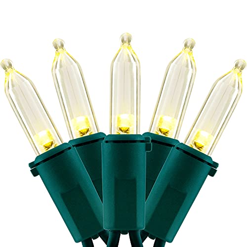 YULETIME 200 Count Warm White LED Christmas Lights, 66 Feet Green Wire UL Certified Commercial Grade Holiday String Light ...