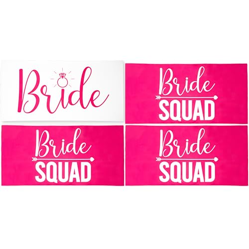 Ethisa 4 Pack Bride Squad Towel for Beach Bachelorette Party - Pink Design for Bridesmaids to Match Bride to Be - Team Bri...