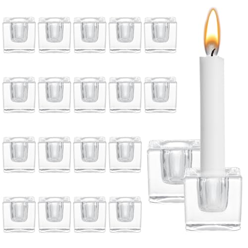 CYEAH 18 Pcs Glass Candle Holder, Taper Candle Holders for Table Centerpiece, Clear Crystal Candle Stick Candle Holders, S...