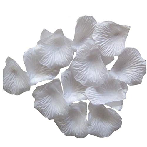 LZXD 1000 Pieces White Artificial Silk Rose Petals Flower Decoration Wedding Party Color White