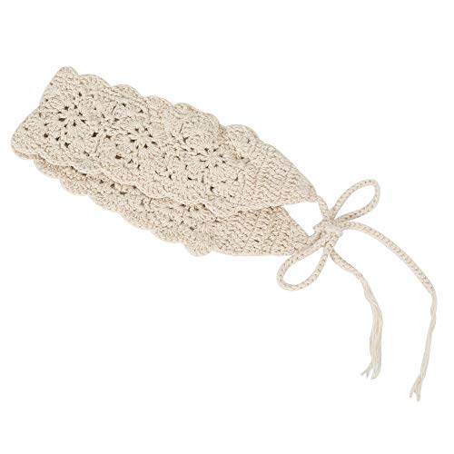 ZLYC Women Floral Headband Handmade Crochet Knit Vintage Hair Bands (Plain Ivory White)