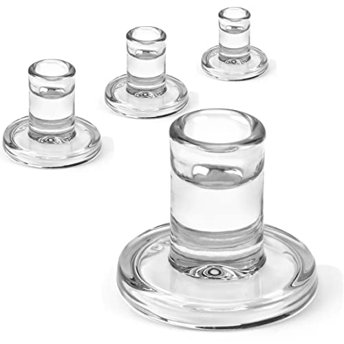 AGLARY 4pcs Taper Candle Holders, Glass Crystal Candlestick Holders Bulk, Clear Candle Holders for Dining Table Centerpiece