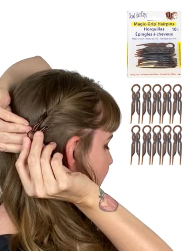 Good Hair Days Hair Pins - 2 1/2" Plastic, U-shaped Magic Grip Hairpins, Strong Durable Pins For Fine, Thick & Long Hair, ...