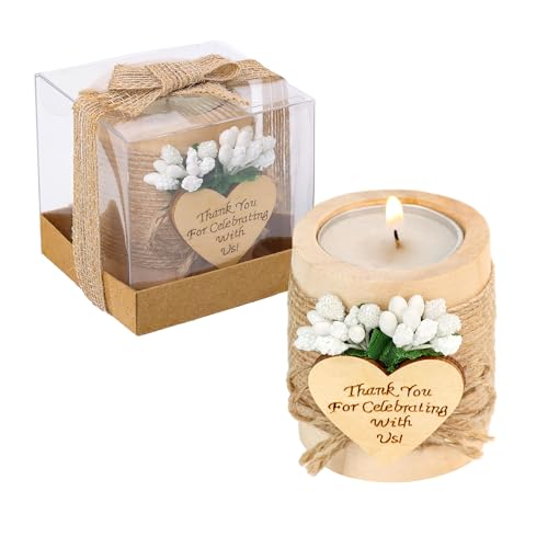 10 Piece Set of Wooden Tealight Candle Holders, Wedding Candle Favors, Baby Shower Favors, Return Favors, Bridal Shower Fa...