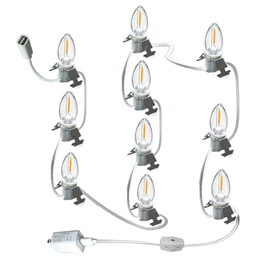 DC5V Safety Voltage Christmas Lights Accessory Cord with 10 LED, Switch Set, Compatible with Department 56 6005527 6005528...