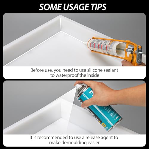 Large Reusable Epoxy Resin Mold 24×14×3 Adjustable Clamping System – Ideal Resin Molds for Coffee Tables, Trays, Cutting B...