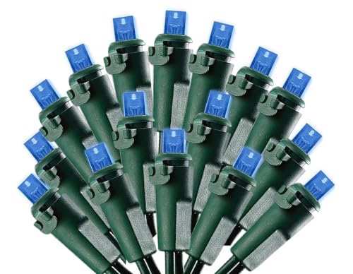 Holiday Pride Blue LED Christmas Lights - 50 Count - Wide Angle Mini LED Blue Christmas Tree Lights with Green Wire - 5mm ...