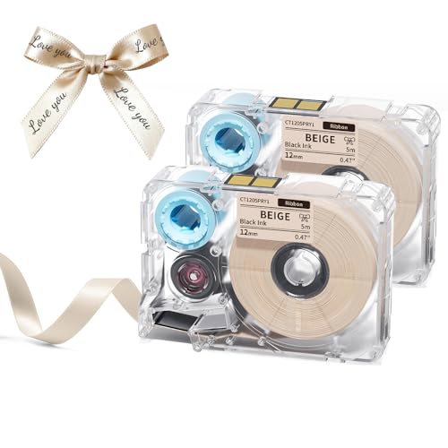 Phomemo A30 P15 Exclusive Embellish Black Print on Beige Satin Ribbon, Fabric Ribbons for Gift Wrapping, Wedding Bouquets,...