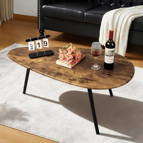 WDSHIYI Modern Coffee Table for Living Room Small Mid Century Coffee Tables Rustic Oval Coffee Tables Retro Accent Sofa Ce...