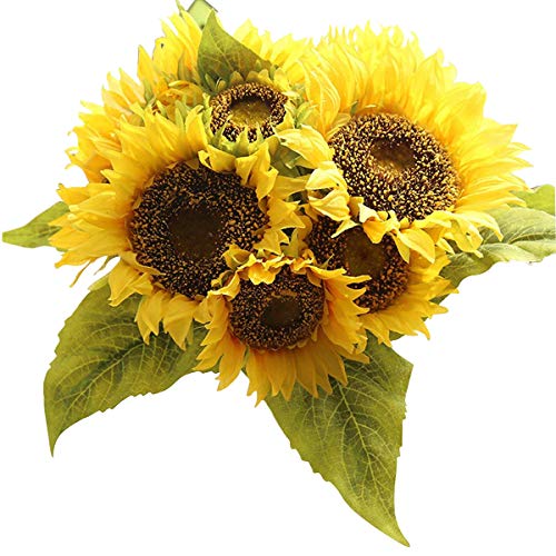 Bringsine Sunflowers Artificial Flowers Bouquet for Home Decoration Wedding Decor Silk Bride Holding Floral Decors