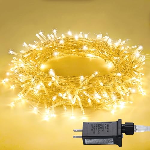 JMEXSUSS 100 LED String Lights Indoor Bedroom, 8 Modes Warm White Christmas Lights Plug in, 33ft Connectable Room Fairy Tw...