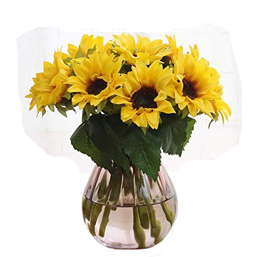 Artfen Artificial Sunflowers 6 Pcs Fake Sunflowers Preserved Flower Bouquet Bride Bridesmaid Holding Flowers Artificial Fl...