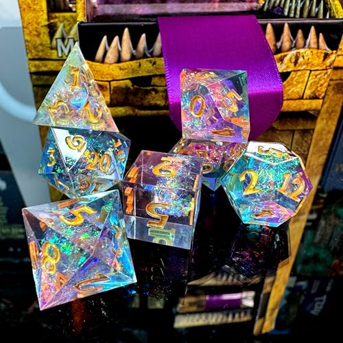 Mimic Dice Custom Resin Blind Box D&D Dice Set - Mystery 7-Piece Polyhedral TTRPG Dice – 1 of 20 Styles Chosen at Random, ...