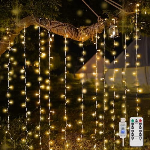 suddus Curtain Lights for Bedroom, 200 Led Hanging String Light Outdoor, Fairy Curtain Lights Indoor for Christmas, Dorm, ...