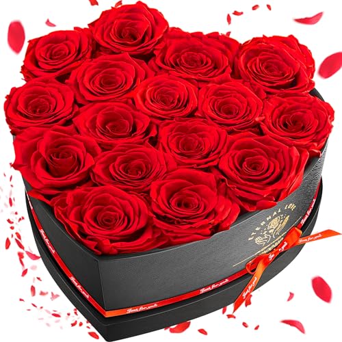 Impouo 16-Piece Preserved Rose Birthday Gifts for Women, Eternal Rose Preserved Flowers for Delivery Prime Mothers' Day, V...