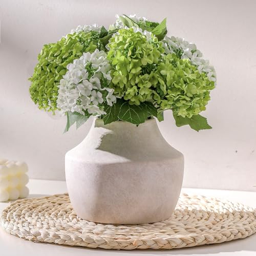 Mitt&Ditt Ceramic Flower Vase, 5.3 inch Off-White Farmhouse Rustic Vase, Handcrafted Weathered Pottery Vases, Small Flower...