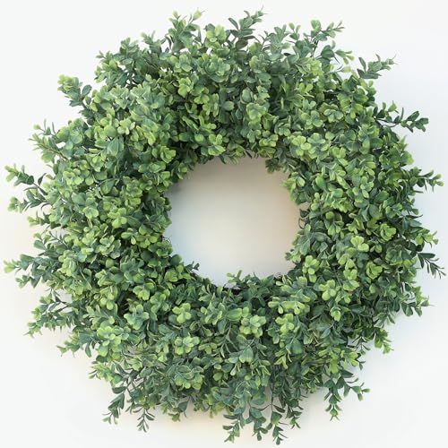 26'' Large Boxwood Wreath for Front Door, Porch, Window- Artificial Boxwood Leaves Greenery Outdoor Wreath for Home, Farmh...