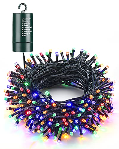 Flacchi Multi-Color Christmas Lights, 66 ft 200 LED Battery Operated String Lights Waterproof 8 Modes & Auto Timer Mini Li...