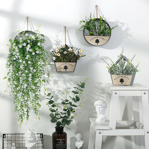 WEIDOLLAR Artificial Hanging Flowers for Outdoor Indoor Decor, 6 Packs Fake Eucalyptus Vine Faux Flower Greenery Garland P...