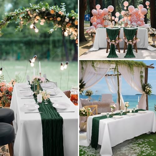 30 Pack Emerald Green Cheesecloth Table Runner 9FT Rustic Sheer Table Runners 17x108 Inch Gauze Boho Runner for Wedding Br...