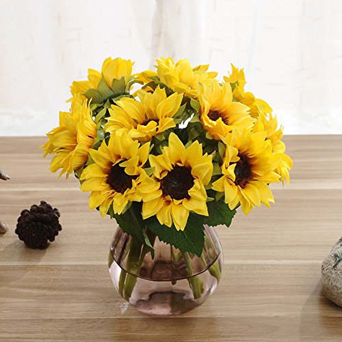 Artfen Artificial Sunflowers 6 Pcs Fake Sunflowers Preserved Flower Bouquet Bride Bridesmaid Holding Flowers Artificial Fl...