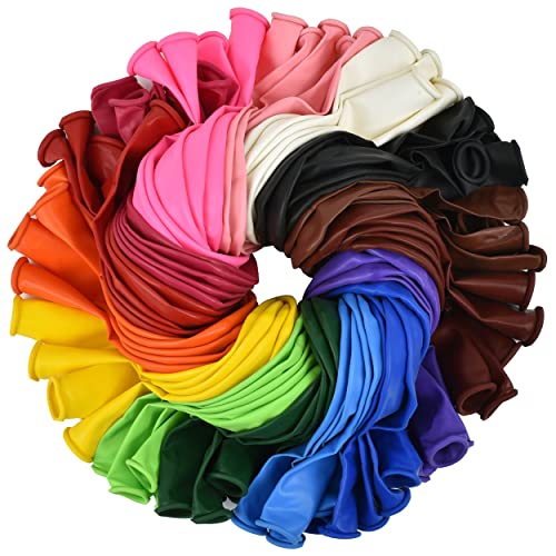 QRabbit 100 Pack 12" Party Balloons, Premium Quality Extra Thick Latex Balloons for Helium or Air Use, 15 Assorted Bright ...