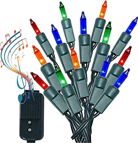 GILBIN 140 Waterproof Bulbs for Outdoor use Multi-Color Musical Christmas Lights - Plays 25 Classical Holiday Songs - 8 Fu...