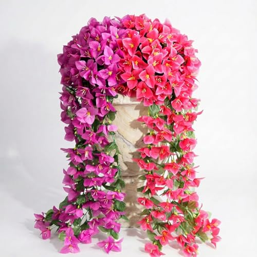 ATTGREAT Artificial Bougainvillea Flowers for Outdoor Faux Plants UV Resistant Fake Hanging Plants Realistic Silk Flowers ...