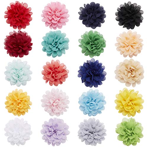 Lawie 20 Pack Silk Large Artificial Chiffon Flower Hair Clips Fabric Floral Brooch Pins Alligator Hairpins Barrettes Weddi...