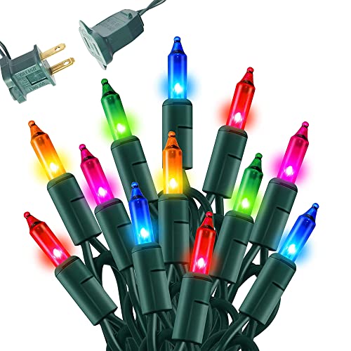 Dazzle Bright Multi-Colored Christmas Mini String Lights, 20FT 100 Count Incandescent Waterproof Fairy Lights Plug in, Con...