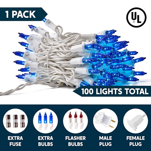 Joiedomi Christmas Lights Outdoor,100 Count Blue Christmas Tree Lights Indoor,21.4ft String Xmas Decorations for Dorm Clas...