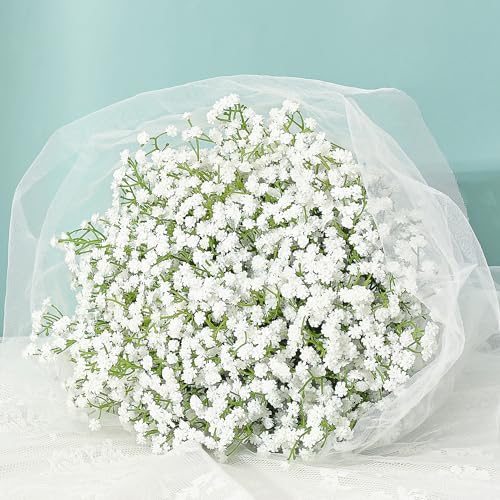 MARTINE MALL Babys Breath Artificial Flowers, 10 PCS White Baby Breath Flowers Artificial Bulk, Fake Babys Breath Gypsophi...