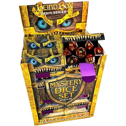 Mimic Dice Custom Resin Blind Box D&D Dice Set - Mystery 7-Piece Polyhedral TTRPG Dice – 1 of 20 Styles Chosen at Random, ...