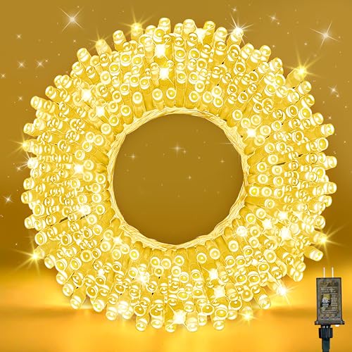 WASTROYAL 210 LEDs Warm White LED String Lights – 70FT Transparent Wire, Waterproof & Connectable Christmas Tree Lights fo...