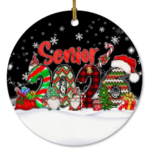 Class of 2026 Senior 26 Keepsake Christmas Ornament Graduation Xmas Gift Ceramic Hanging Ornament for Xmas Tree Decoration...