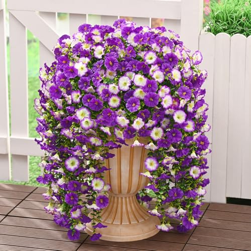 Dolicer 2 Packs Look Real Artificial Flowers for Outdoors, Fake Artificial Hanging Flowers for Outdoors Realistic UV Resis...