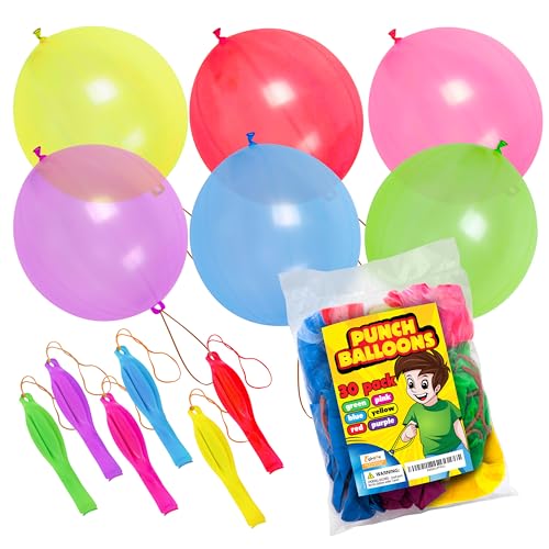 Giraffe 30 Pack Punch Balloons Valentines Party Favors for Kids- 18 Inches Large Thick Latex Neon Rubber Heavy Duty Balloo...