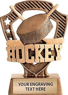 Crown Awards 5" Shieldz Hockey Sculpture Trophy, Custom Resin Hockey Trophies with Personalized Engraving