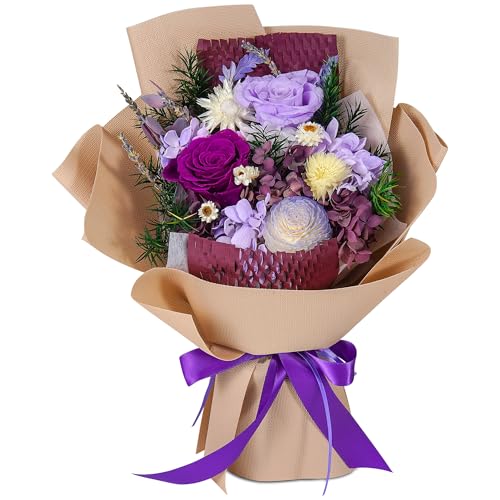 Loveliome Preserved Flowers Bouquet Natural Long Lasting Real Flowers, Forever Love Eternal Rose Flower Decorative, Annive...