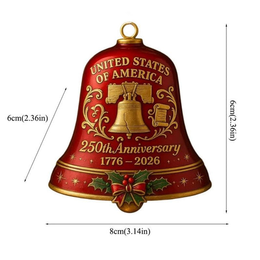 250th Anniversary Metal Bell Ornament – Handmade 3D 1776-2026 US Decorative Bell, Indoor Outdoor Hanging Decoration, Patri...