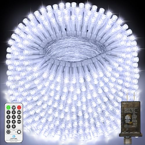 200 FT 500 LED Christmas Lights Outdoor Decorations Super Long Fairy Lights Waterproof 8 Modes Timer Clear Wire String Lig...