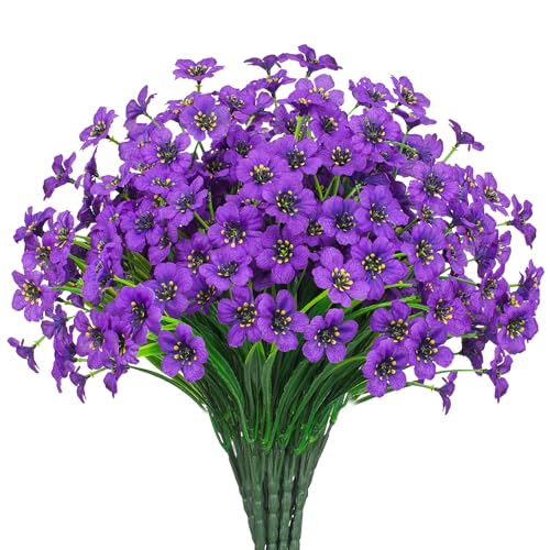 Poolfind Outdoor Artificial Flowers 21 UV Resistant Bundles Fake Flower Plastic Plants Faux Silk Flowers Porch Hanging Gar...