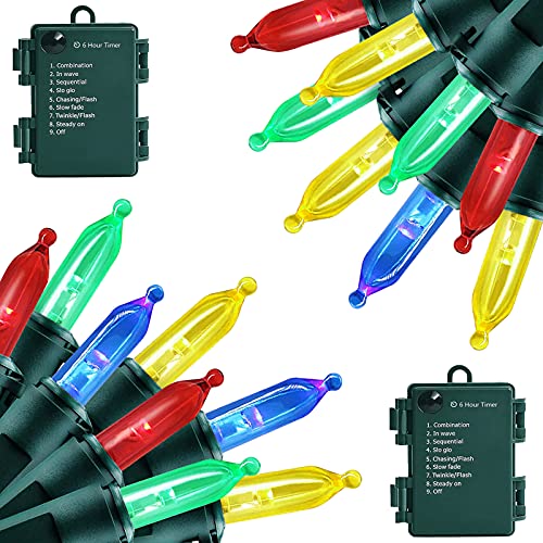 Christmas Lights - Battery Operated String Lights 50 LED String Lights Mini Lights with Auto-Timer and 8 Lighting Modes fo...