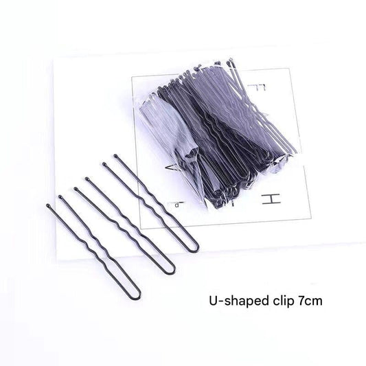100PCS Black Waved U-shaped Hair Pins Mini Size Salon Grip Clip Metal Bobby Women Styling Tools Hairpins,L(7CM)