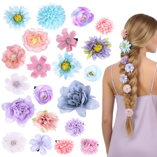 21 Pcs Flower for Hair Boho Hair Barrettes Accessories Hawaiian Silk Flower Clips Floral Bride Headpiece Festival for Wome...