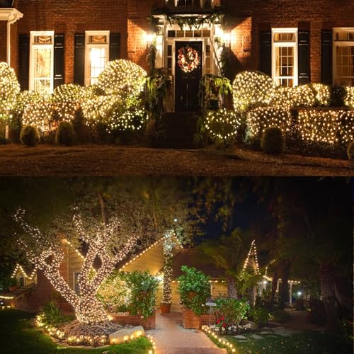 LAMPHOME Warm White Christmas Mini Lights, 32.5FT 100 LED String Lights with 16 Light Modes, Fairy Lights Plug in for Outd...
