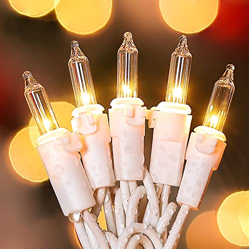 mimigogo Clear Christmas Lights Set with White Wire,50Count 13Feet Incandescent Bulb Mini String Lights for Indoor Christm...