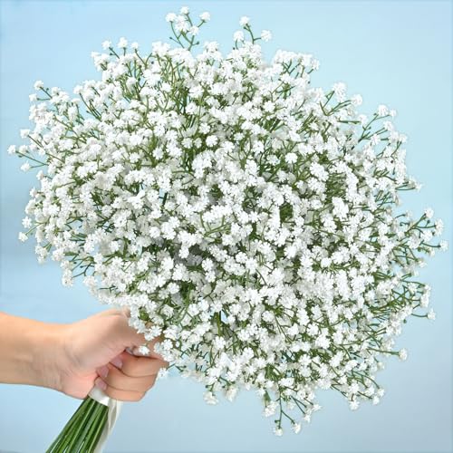 Artflower Babys Breath Artificial Flowers, 12Pcs Baby Breath Flowers Artificial Bulk, Fake White Gypsophila Babies Breath ...