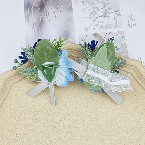 MAFELOE 2 Pieces Artificial Wrist Corsage Boutonniere Set, Grooms Groomsmen Bridal Bridesmaids Wedding Flowers Accessories...