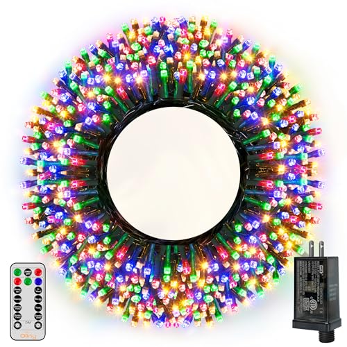 Ollny Christmas Lights, 500LED 164FT Long Christmas Tree Lights with 8 Modes Remote Timer IP44 Waterproof, Outdoor Christm...
